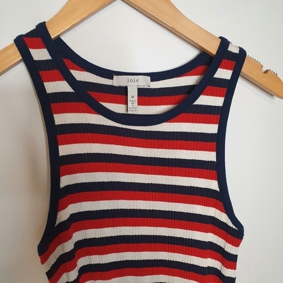 Joie Red White Blue Striped Racerback Tank Top Size Medium - Picture 3 of 5
